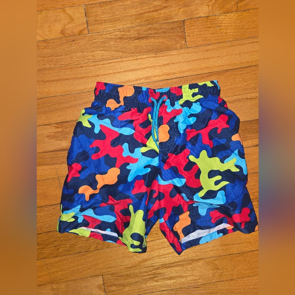 Wonder Nation Kids Swim Trunks - Blue and Multicolor Camo